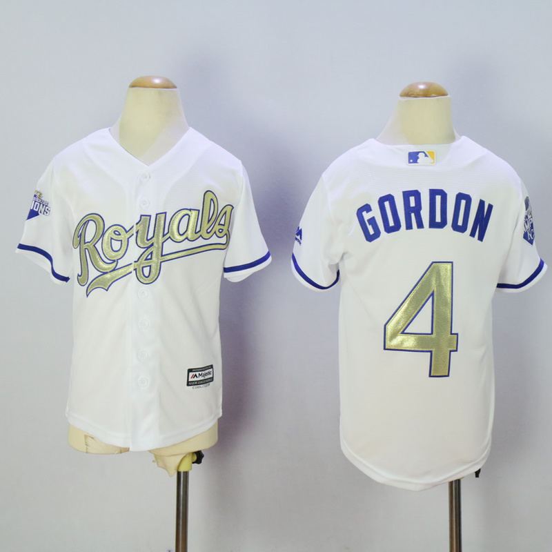 Youth Kansas City Royals 4 Gordon White Champion MLB Jerseys